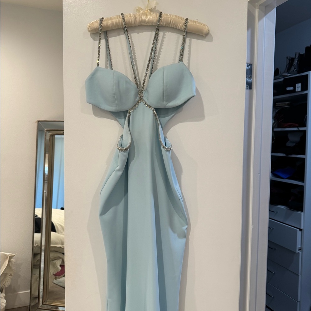 Blue Cut-Out Maxi Gown
